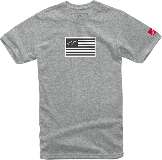 Alpinestars flagged T-Shirt in Heather Gray, XL size, featuring branded logo and design, casual fit, made by Bill's Exhausts.