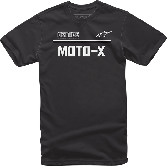 Alpinestars Moto X T-Shirt in black and white, large size, casual fit, featuring Alpinestars branding and Moto X graphic.