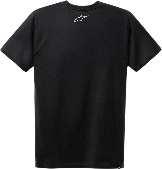 Black and white Alpinestars Moto X T-Shirt in large size, featuring bold motorcycle-inspired graphics on the front.