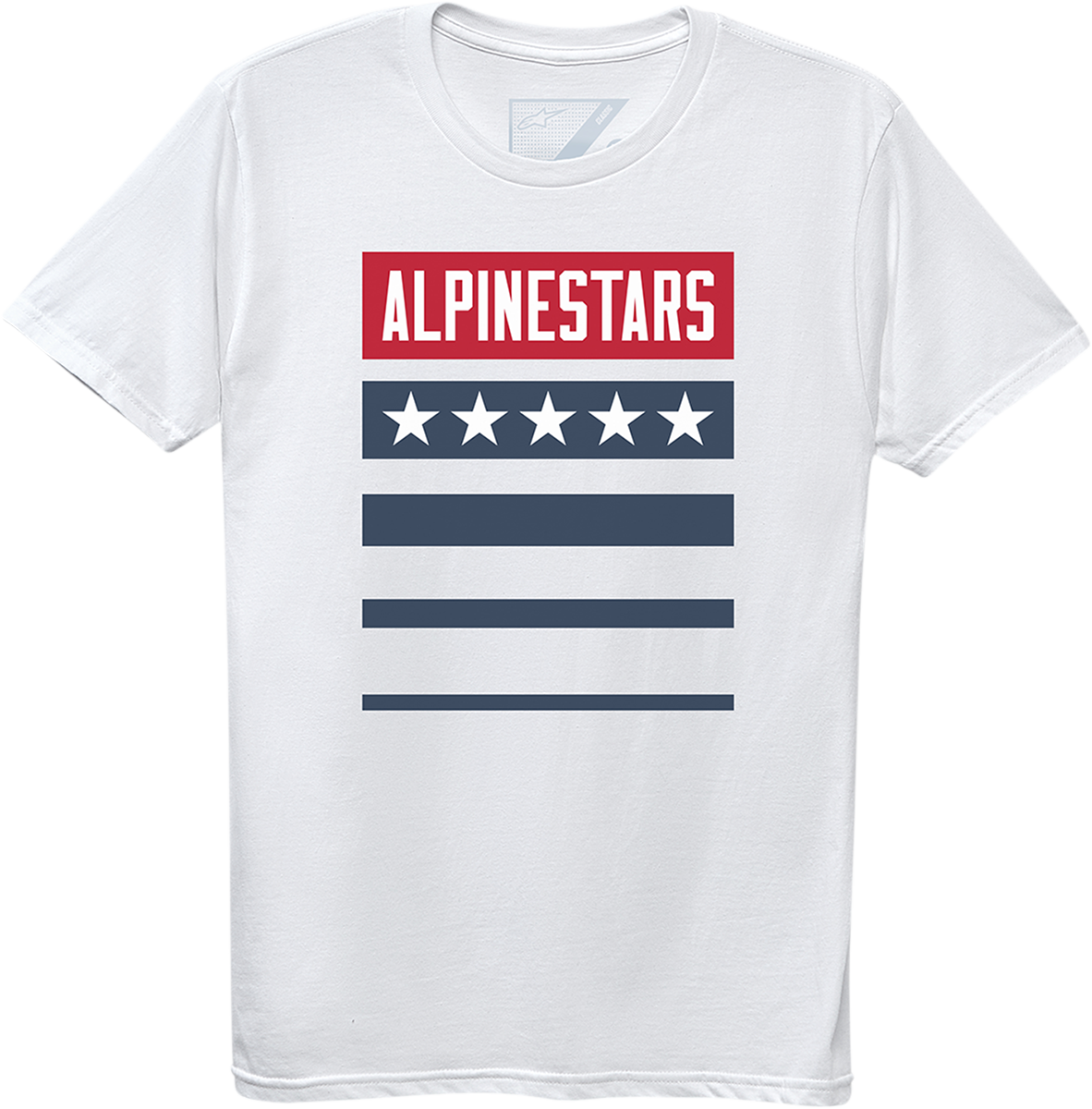 White Alpinestars National T-Shirt in large size with logo print, designed for casual wear and comfort.