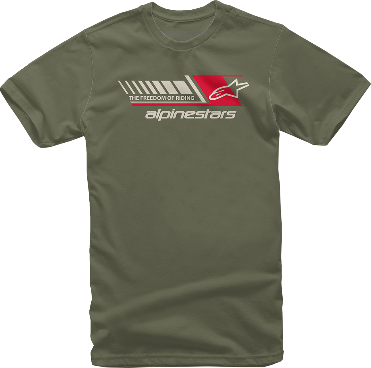 Alpinestars Solitaire T-Shirt in military green, 2XL, featuring the brand logo on the chest, made of comfortable cotton fabric.