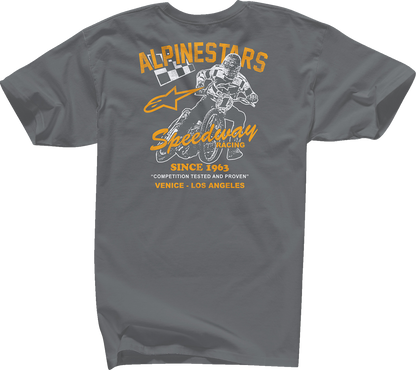 Charcoal Alpinestars Speedway T-Shirt in 2XL, featuring the brand logo on the front, laid flat for display.