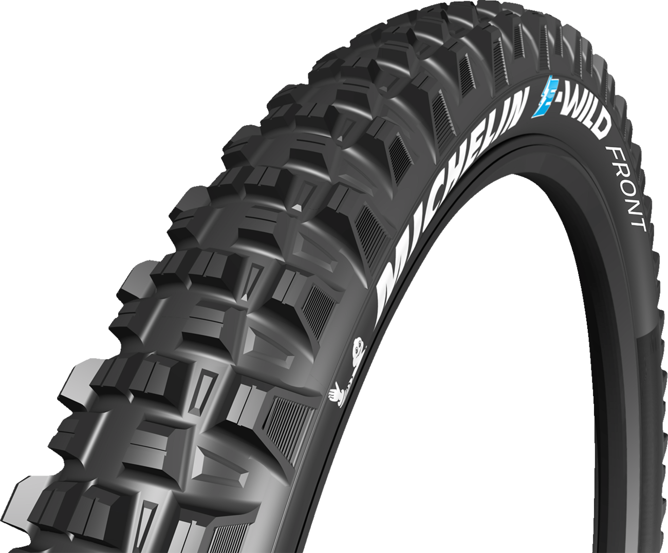 Michelin E-Wild front mountain bike tire, 27.5 x 2.60 (66-584), with tread pattern suitable for trail riding.