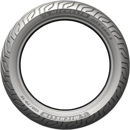 Michelin City Grip 2 front/rear tire 130/70-12 62S for scooters, featuring tread pattern and sidewall branding.