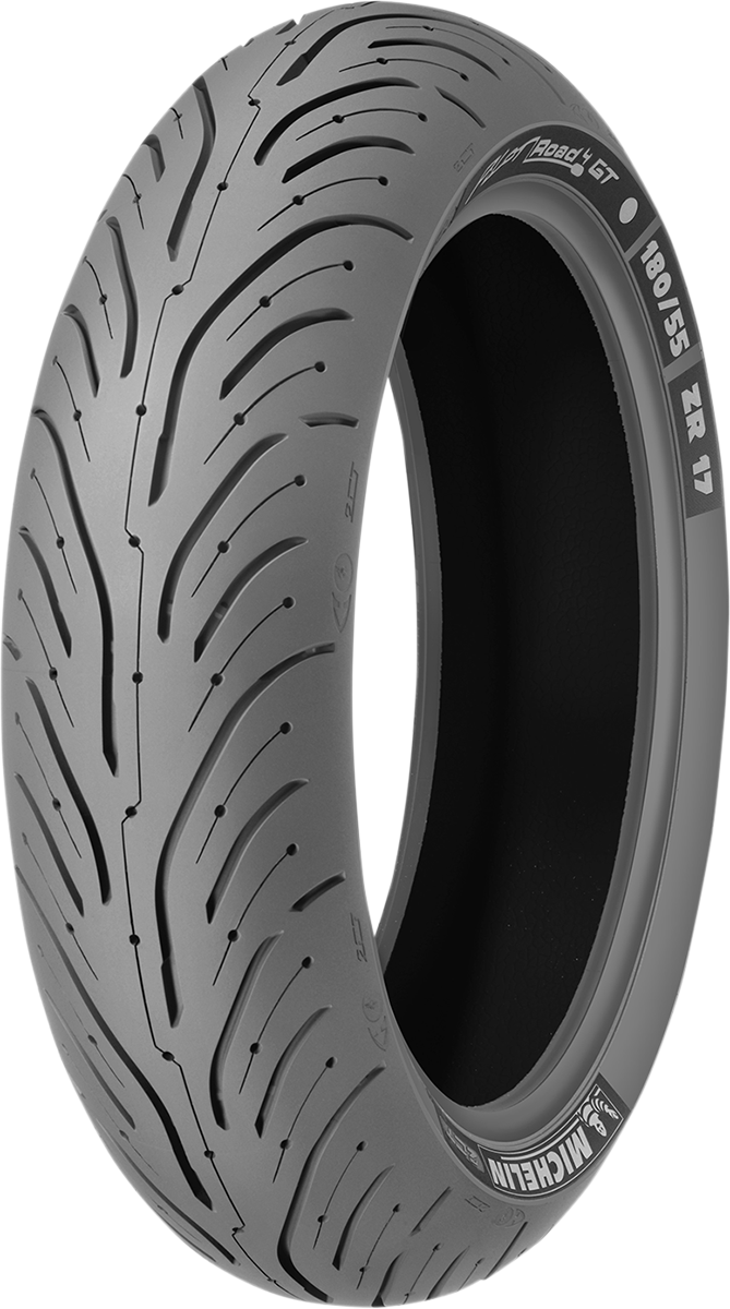 Michelin Pilot Road 4 GT rear motorcycle tire 180/55ZR17 (73W) with tread pattern, displayed on a neutral background.