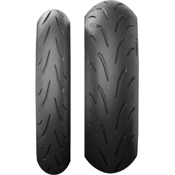 Michelin Power 6 front motorcycle tire 120/70ZR17 with 58W load and speed rating, designed for optimal grip and performance.