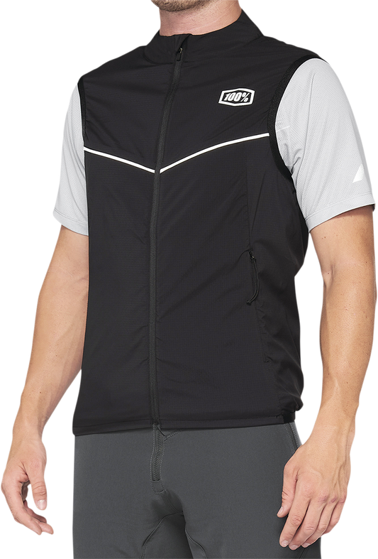 Black Corridor Vest by Bill's Exhausts, large size, featuring a sleek design with durable fabric and adjustable fit.