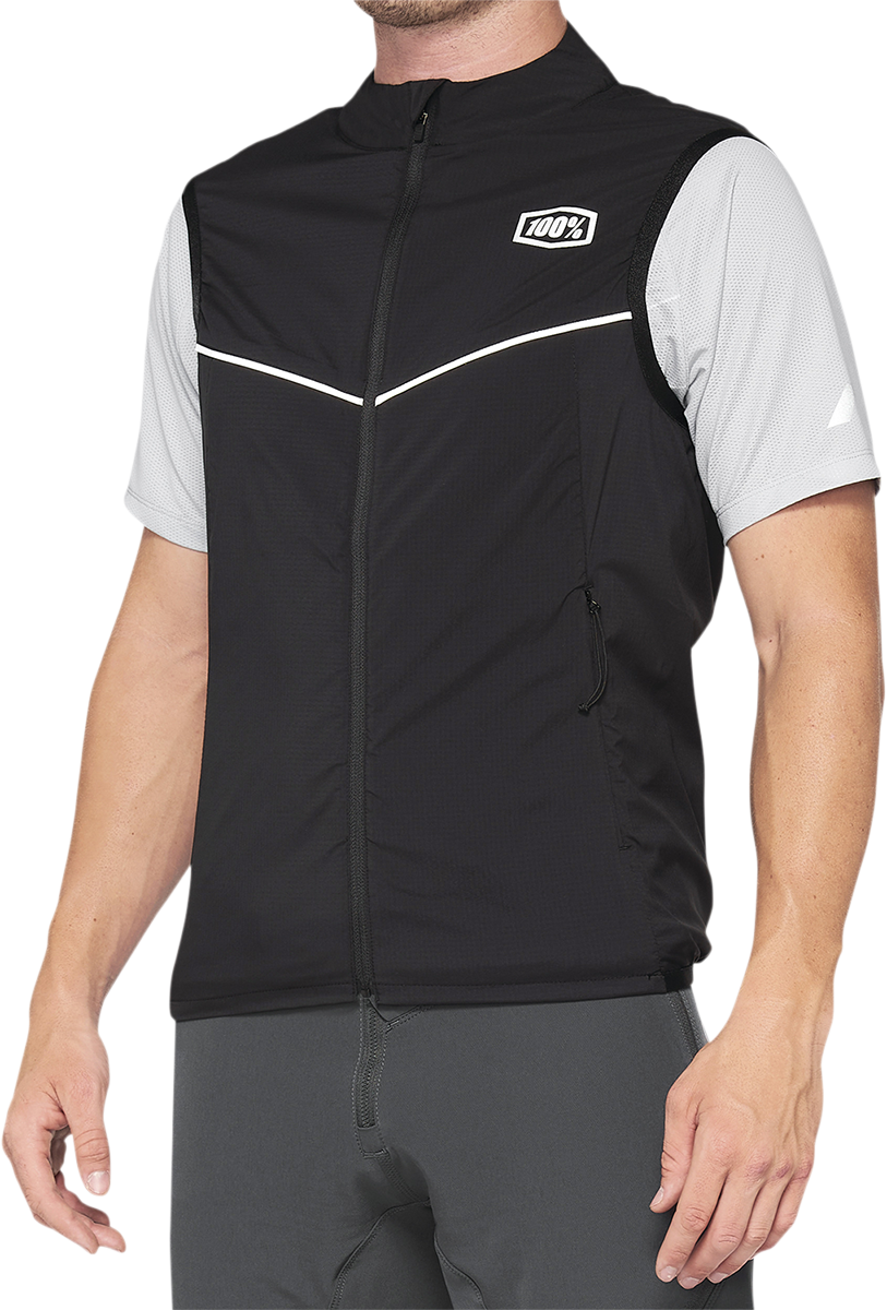 Black 100% Corridor vest by Bill's Exhausts in medium size, featuring a sleek design and durable fabric.