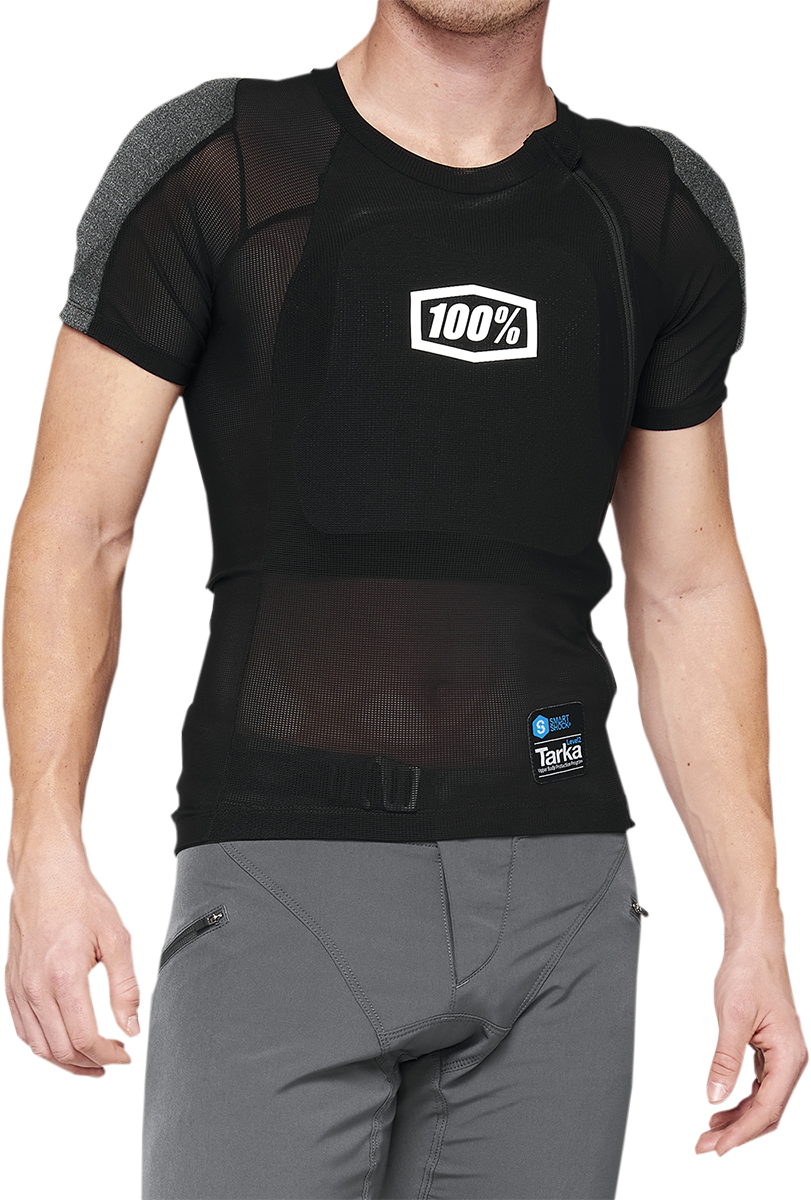 Black 2XL Tarka Guard short sleeve vest by Bill's Exhausts, showcasing its sleek design and comfortable fit.