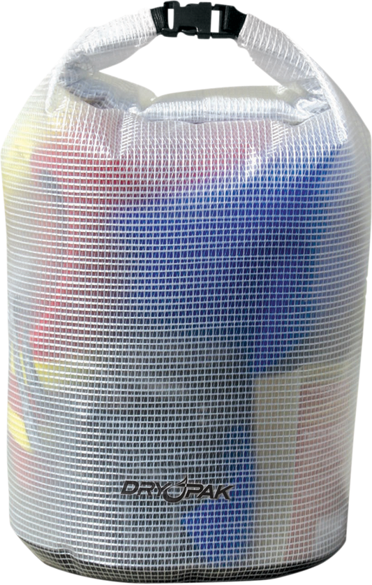 Clear AIRHEAD SPORTS GROUP dry bag by Bill's Exhausts, 9.5 x 16 inches, water-resistant outdoor gear for water activities.