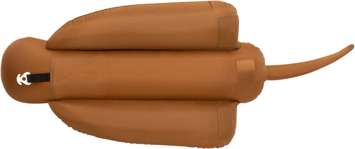 Airhead Sports Group Otter riding tube for water sports, towable boat accessory by Bill's Exhausts, bright orange and blue design