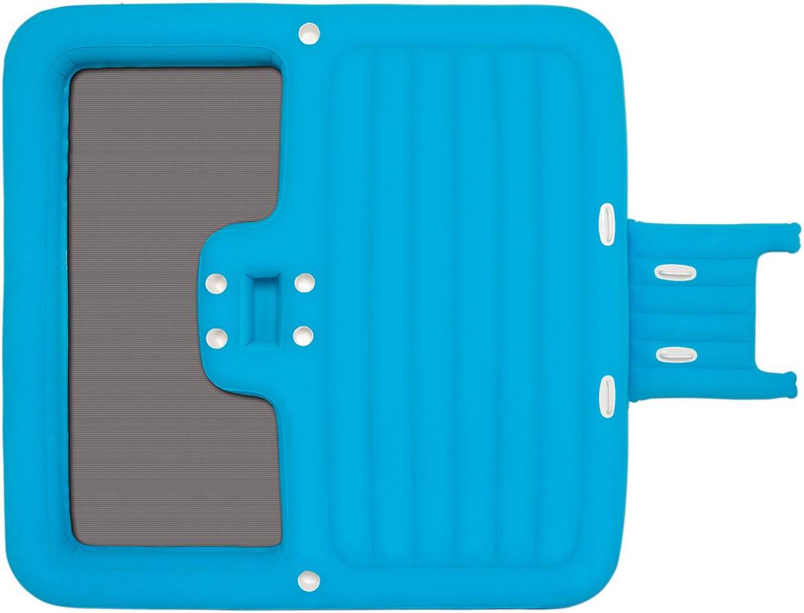 Bill's Exhausts Airhead Sports Group Sun Comfort Island towable water float with colorful inflatable design for water recreation.