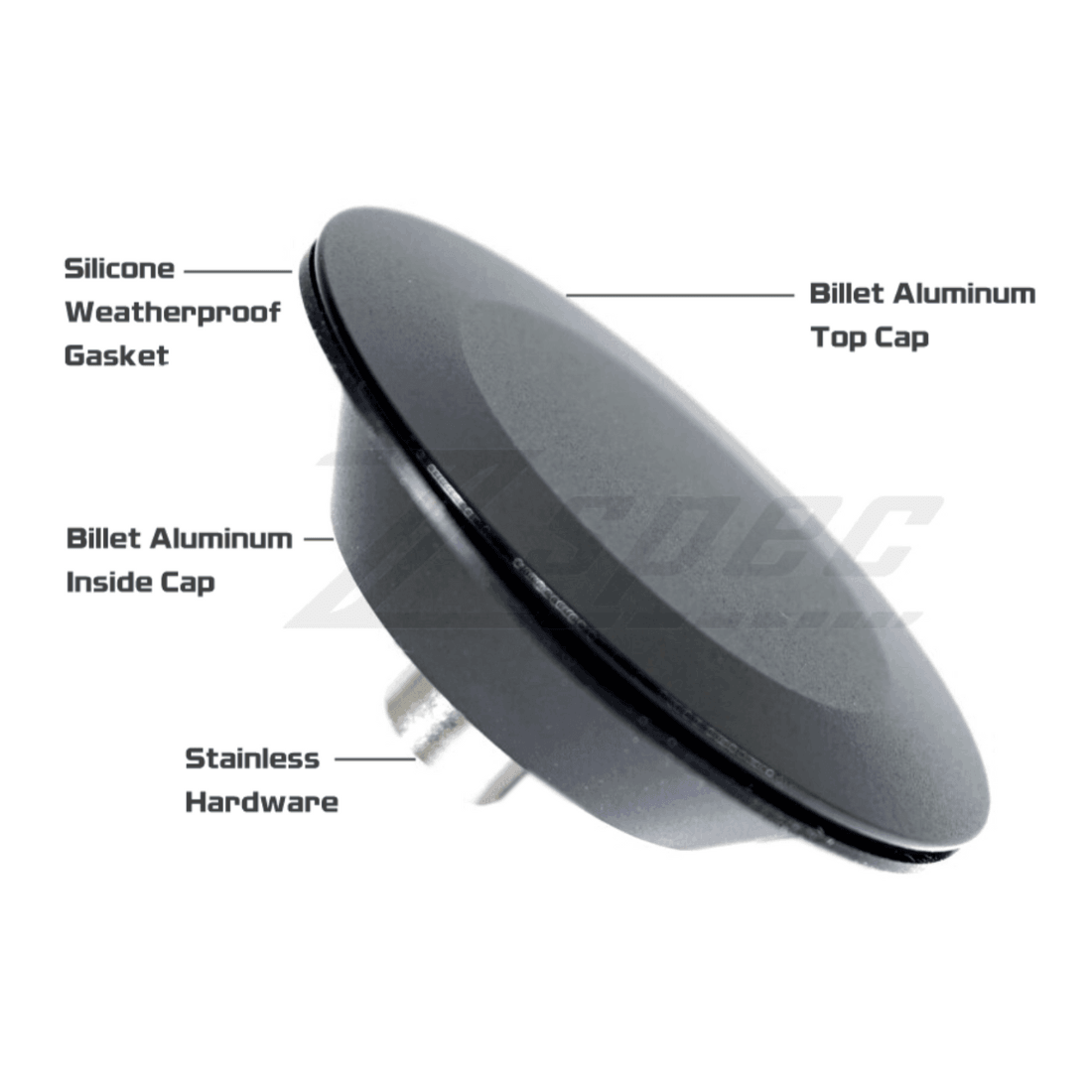 ZSPEC Rear Wiper Delete/Hole-Cap, 44mm Billet Weatherproof, BLACK - Howling Moto