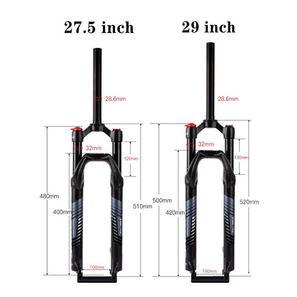 Hycline Blooke XC90 bicycle front suspension fork in 27.5-inch and 29-inch sizes, showing the sturdy mountain bike fork design.