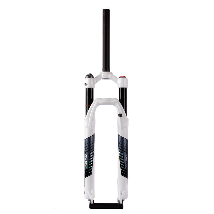 Hycline Blooke XC90 bicycle front suspension fork in white for 27.5 and 29-inch mountain bikes.