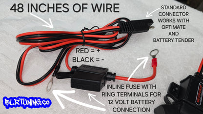 MOTOPOWER 12 VOLT STANDARD USB CHARGING SYSTEM FOR MOTORCYCLES WEATHERPROOF - Howling Moto