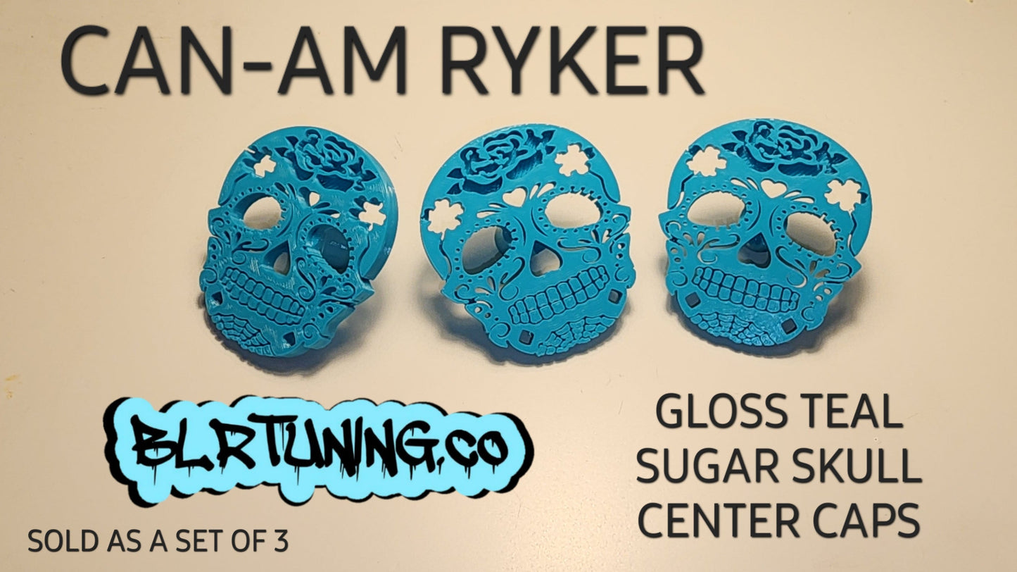 Sugar Skull Wheel Center Caps For Can-Am Ryker Fits All Models - Howling Moto