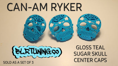 Sugar Skull Wheel Center Caps For Can-Am Ryker Fits All Models - Howling Moto