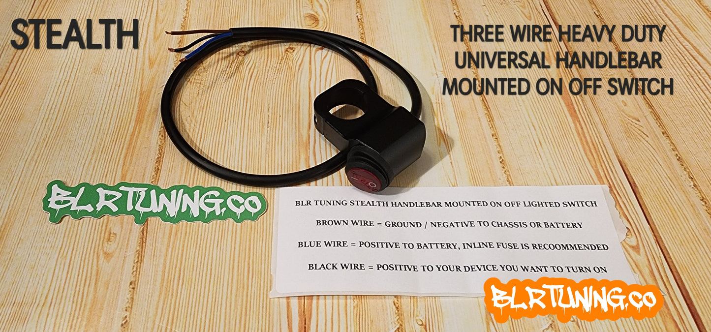 BLR TUNING STEALTH HANDLEBAR MOUNTED ON OFF LIGHTED 12 VOLT SWITCH - Howling Moto