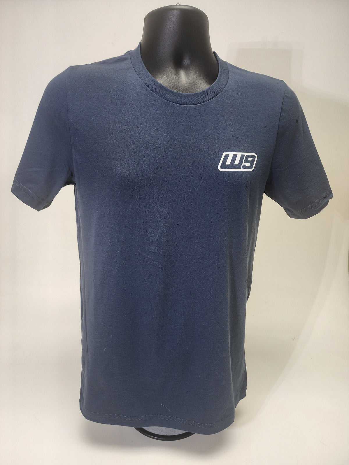Blue WarpWear Road Runner T-shirt from Warp9Racing, front view showcasing the graphic design and apparel details.