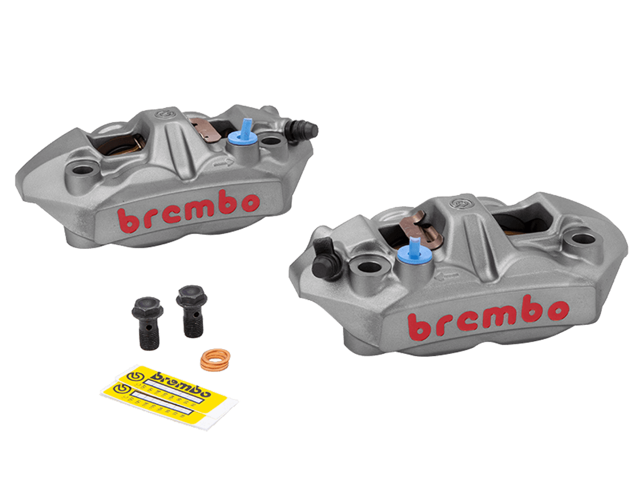 Brembo 108mm M4 Cast Monobloc Caliper Set Front Titanium Gray/Red - Howling Moto