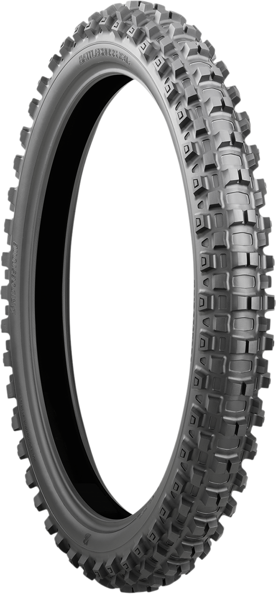 BRIDGESTONE Battlecross X31 front motorcycle tire 80/100-21 off-road tire with knobby tread pattern for off-road riding.