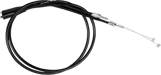 Black vinyl throttle push pull cable set by MOTION PRO, part #02-0486, with metal connectors and flexible cable for motorcycle control.