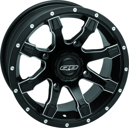QuadBoss 12x7 PowerSports wheel with 4/110 bolt pattern and 5+2 offset, designed for off-road vehicles.