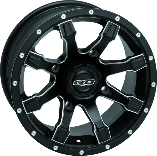 QuadBoss 12x7 PowerSports wheel with 4/110 bolt pattern and 5+2 offset, designed for off-road vehicles.