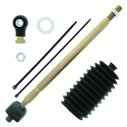 QuadBoss steering rack tie rod assembly kit for Polaris Ranger 400 and 500 models, featuring durable metal components and adjustable ends.