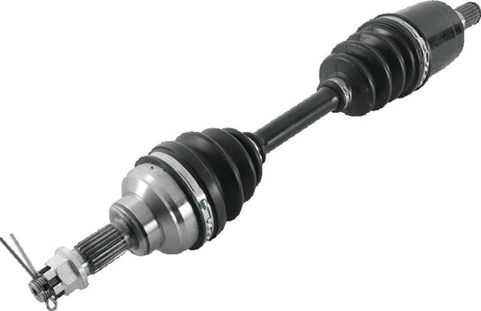 QuadBoss front left replacement axle for Honda TRX450ES FourTrax Foreman 4x4 ES, 2002-2004, showing the durable metal shaft and joint assembly.