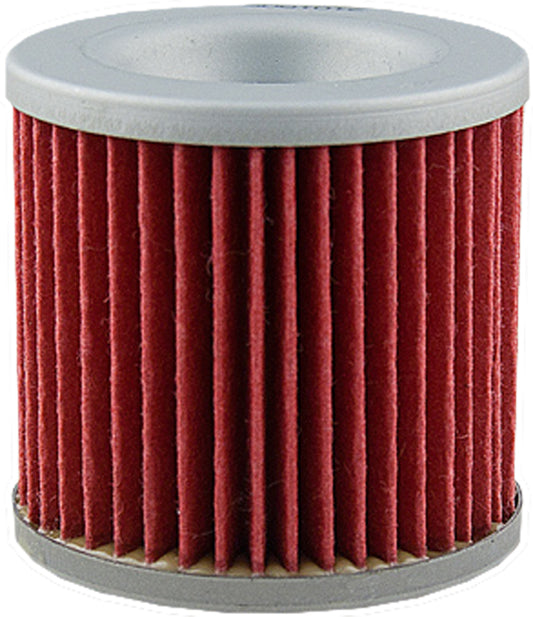 HIFLOFILTRO HF125 motorcycle oil filter showing the cylindrical filter element with brand logo and metal end caps.