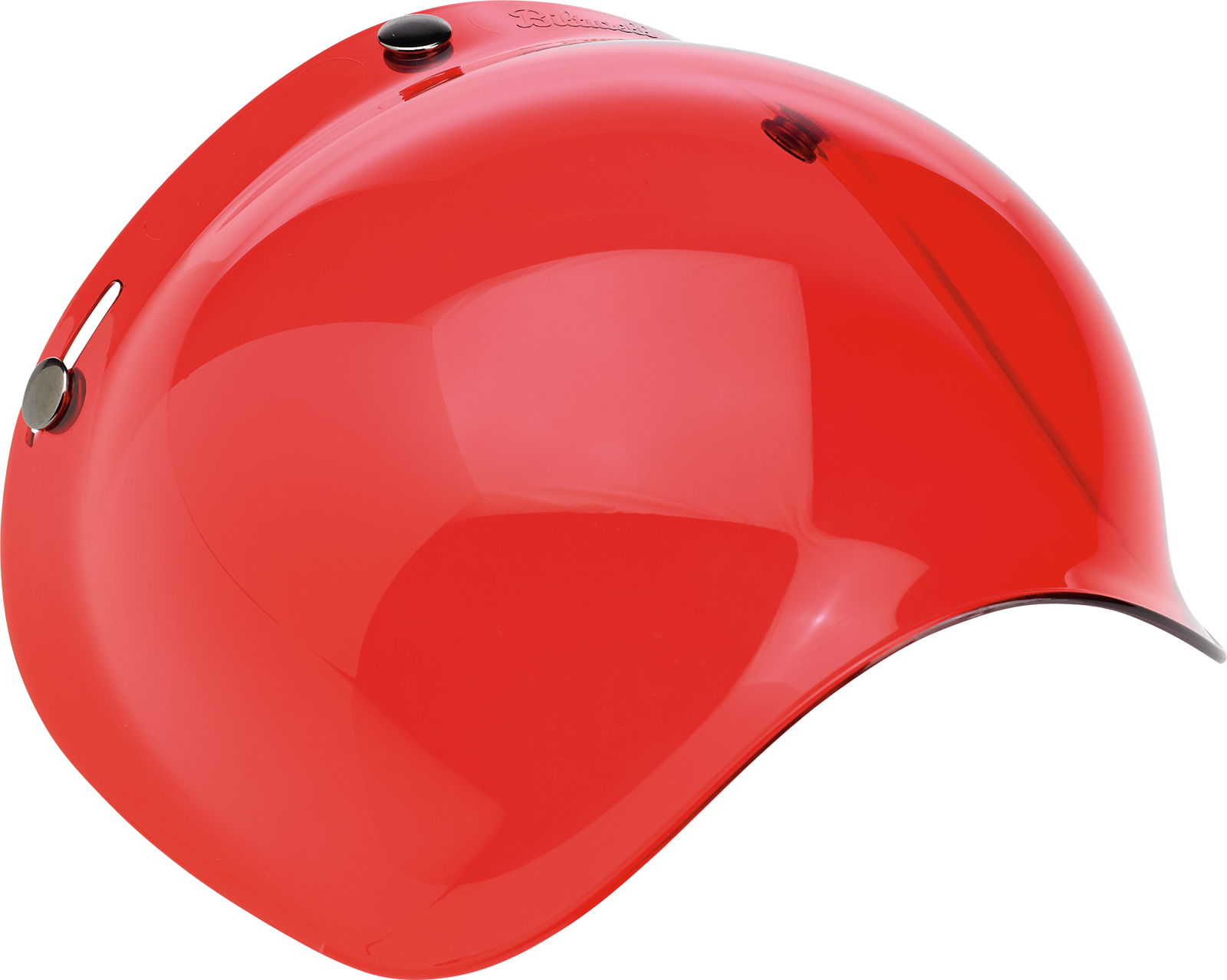 Red BILTWELL Bubble Shield helmet part, designed for motorcycle helmets, with a clear, bubble-shaped visor for enhanced visibility.