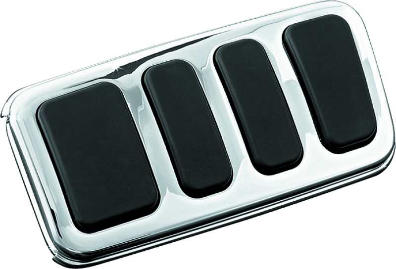 Kuryakyn ISO Brake Pedal Pad Longhorn Chrome for Harley Davidson Touring models, close-up view of the chrome pedal pad with branding