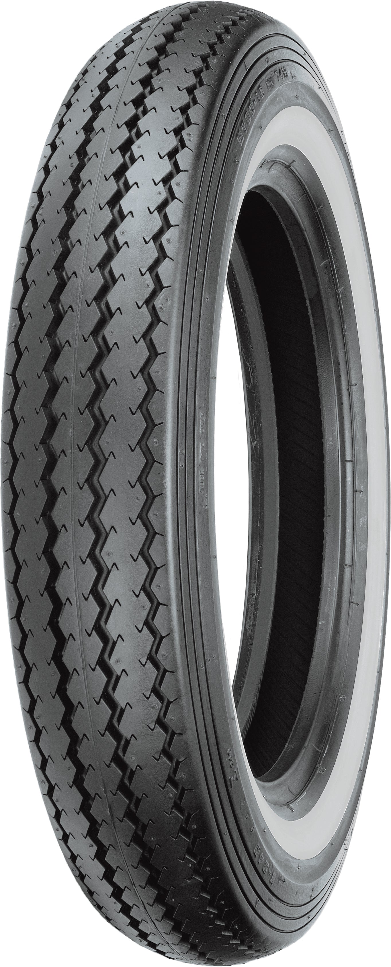 Shinko Tire Classic 240 front motorcycle tire with white wall, 100/90 19-inch bias tire with TL and 63H load index