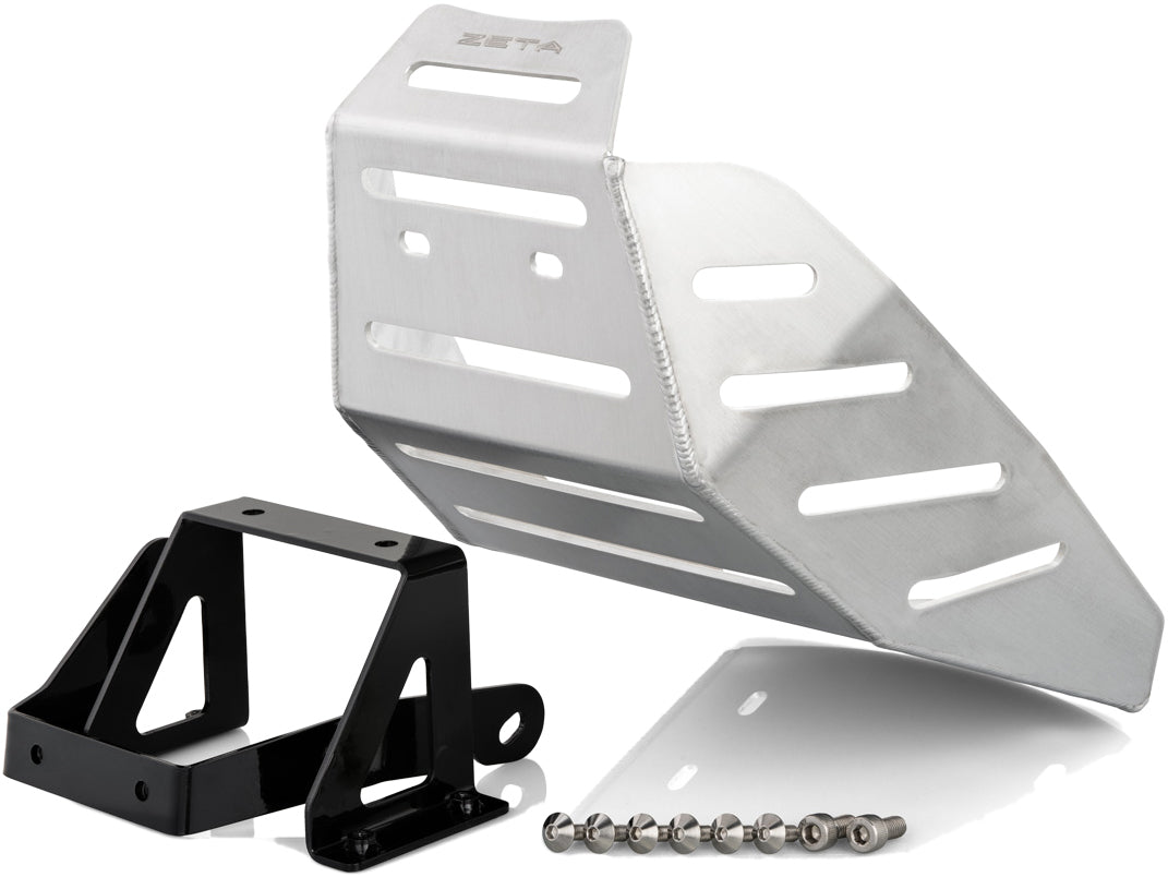 ZETA ZE55-8120 engine skid plate for vehicle protection, showing metal construction and mounting points