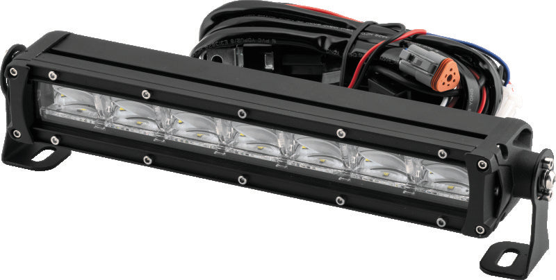 QuadBoss 11.5-inch single row DRL LED light bar with combo flood and spot beams, ideal for off-road and outdoor lighting.