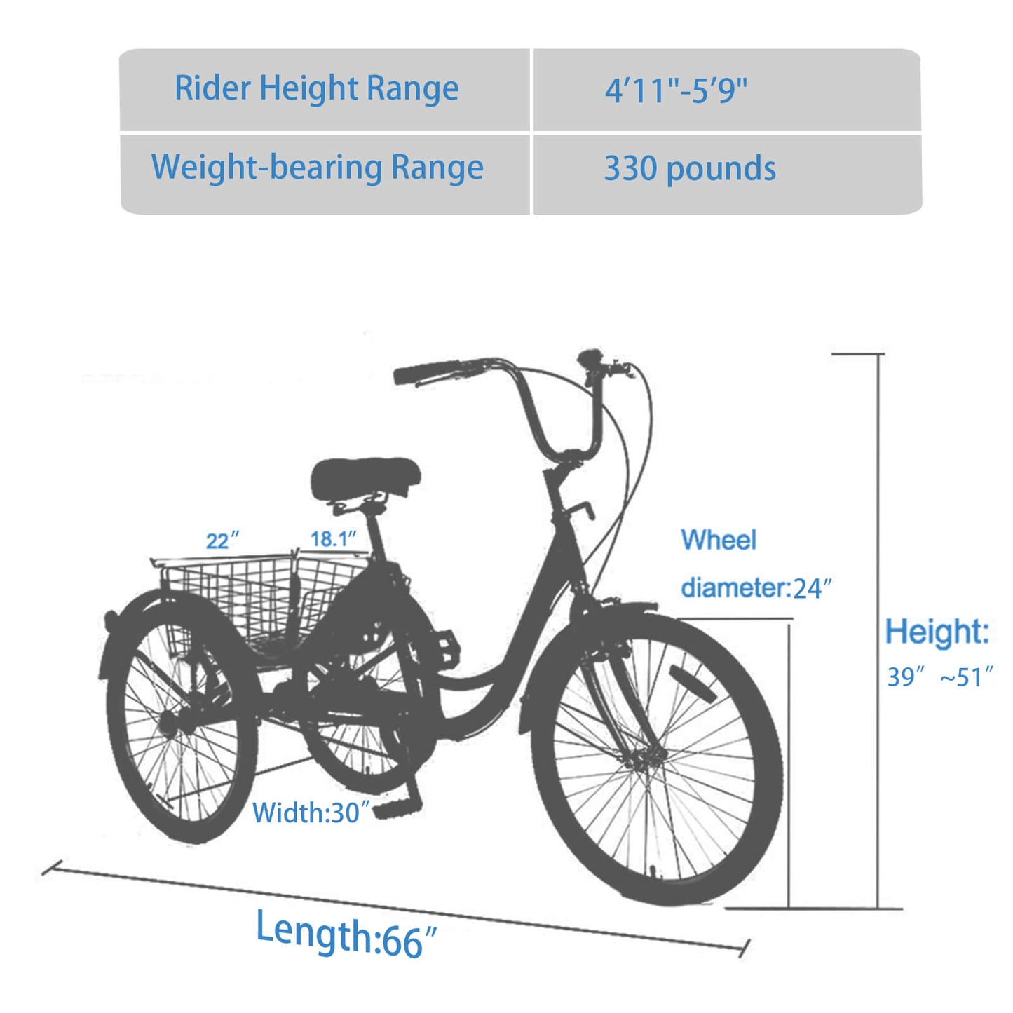 Hycline Knus Virbus 24-inch single-speed adult tricycle with a sturdy frame, three wheels, and a comfortable seat.