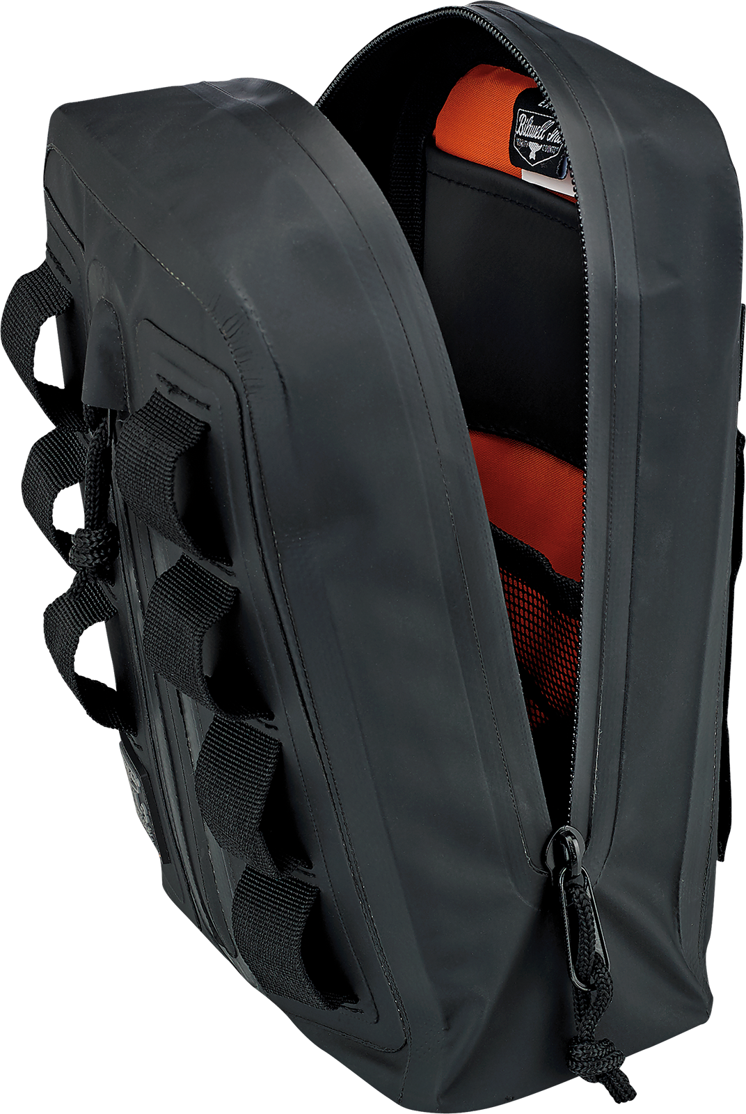 Bill's Exhausts BILTWEll handlebar bag 3008-01, mounted on a bicycle handlebar, showcasing durable outdoor gear for cycling.