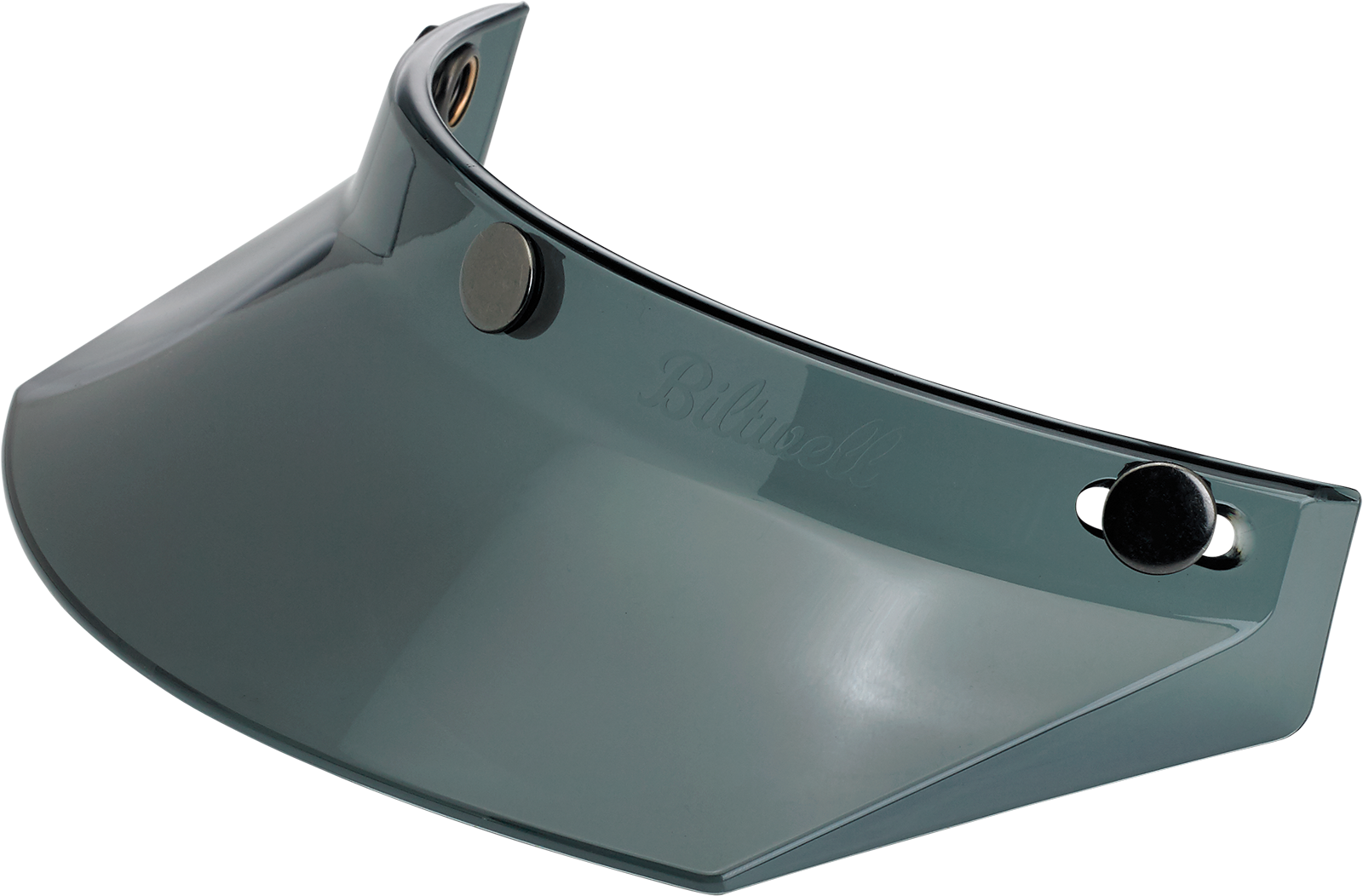 Bill's Exhausts BILTWELL Moto 3-Snap Visor in smoke for helmets, showing the tinted, curved motorcycle helmet visor.