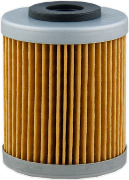 HIFLOFILTRO HF157 motorcycle oil filter showing the cylindrical filter element with brand markings