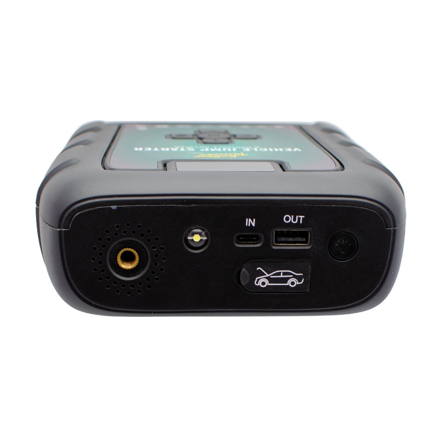 Battery Tender 800A 12V lithium jump starter and tire inflator with multi-purpose functionality, shown with its compact design and controls.
