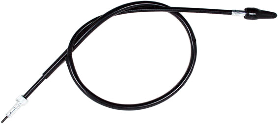Motion Pro black vinyl speedo cable for motorcycles, with precise OEM fit, shown in the image.