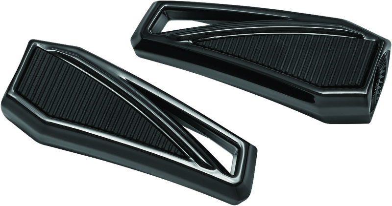 Kuryakyn Phantom Pegs without adapter in black mounted on cruiser motorcycle for comfortable rider foot support
