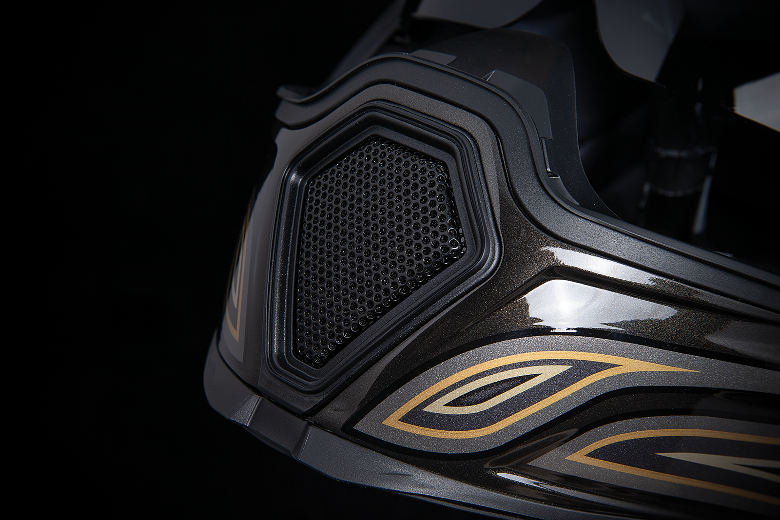Black ICON Airflite™ Helmet in medium size with sleek design, featuring the El Centro graphic and aerodynamic shape.