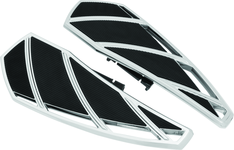 Kuryakyn Phantom Floorboards for Harley-Davidson, durable aluminum with vibration dampening rubber, designed for comfortable riding.