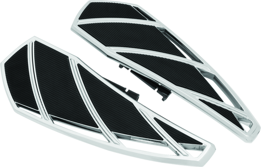 Kuryakyn Phantom Floorboards for Harley-Davidson, durable aluminum with vibration dampening rubber, designed for comfortable riding.