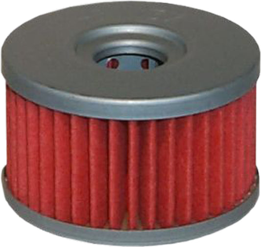 HIFLOFILTRO HF137 motorcycle engine oil filter showing the cylindrical filter element with brand labeling