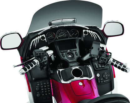 Kuryakyn ISO grips for Honda GL1800 motorcycle with heated chrome grips, featuring textured rubber and ergonomic design.
