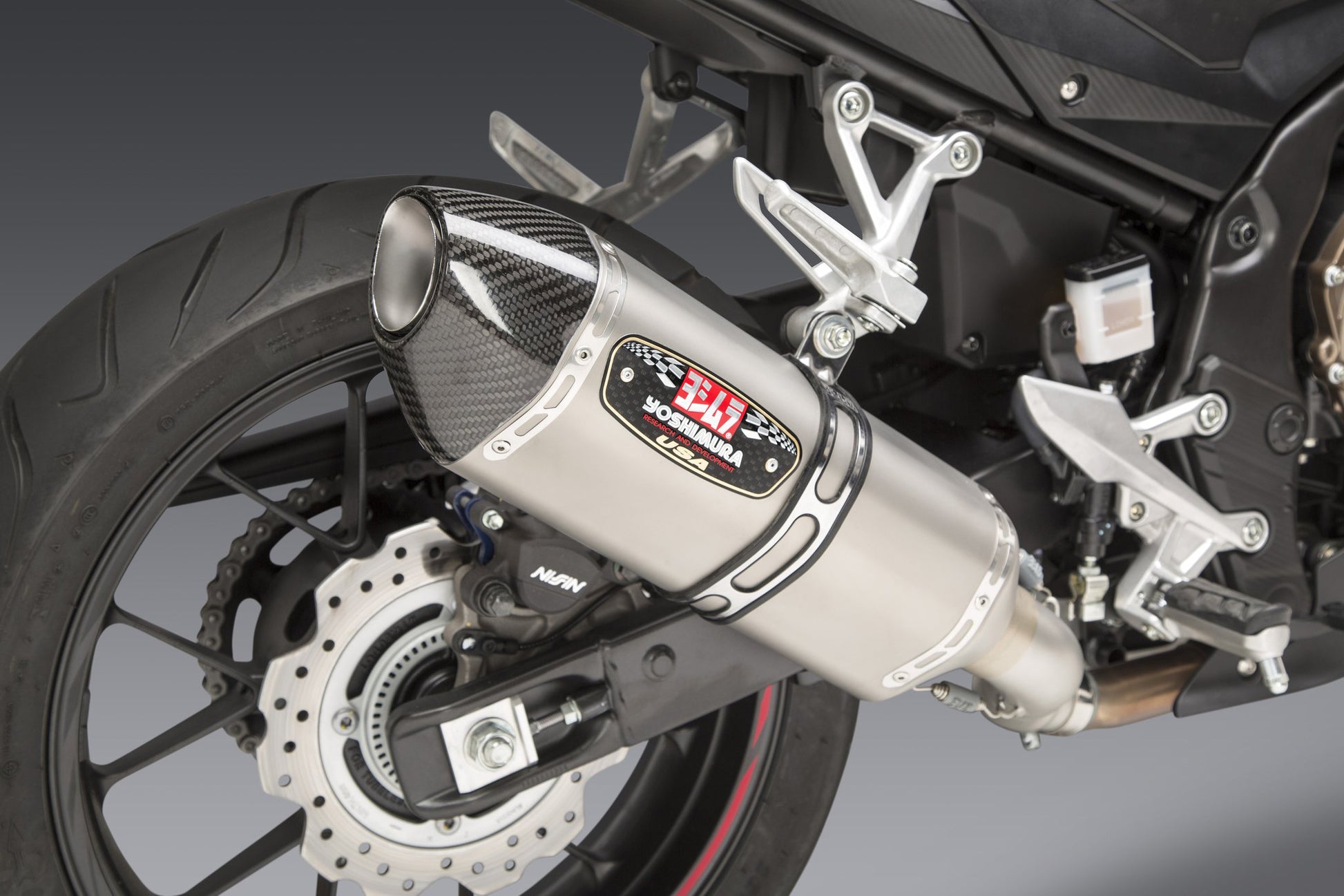 YOSHIMURA Yoshimura Exhaust Street R 77 Slip-On stainless steel and carbon fiber motorcycle exhaust system, part #12553B0520